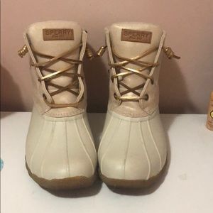 white sperry duck boots